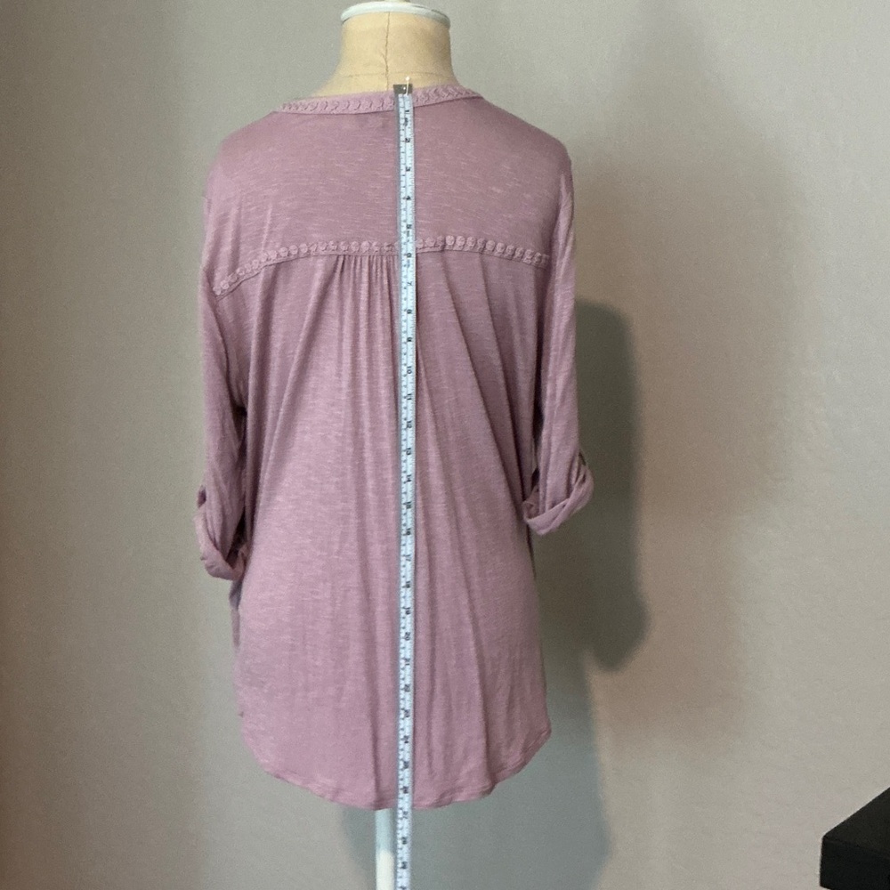 Democracy Light Purple 1/2 Button Blouse - Picture 3 of 6